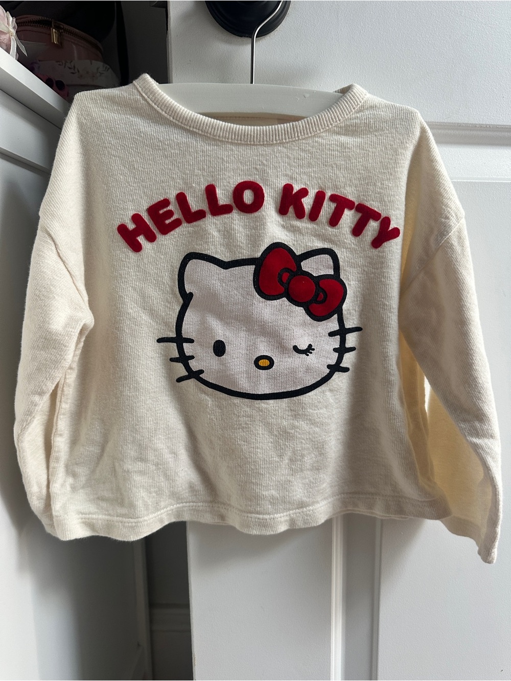 Zara Hello Kitty Cream Knit Top with Red Accents Sz 3T